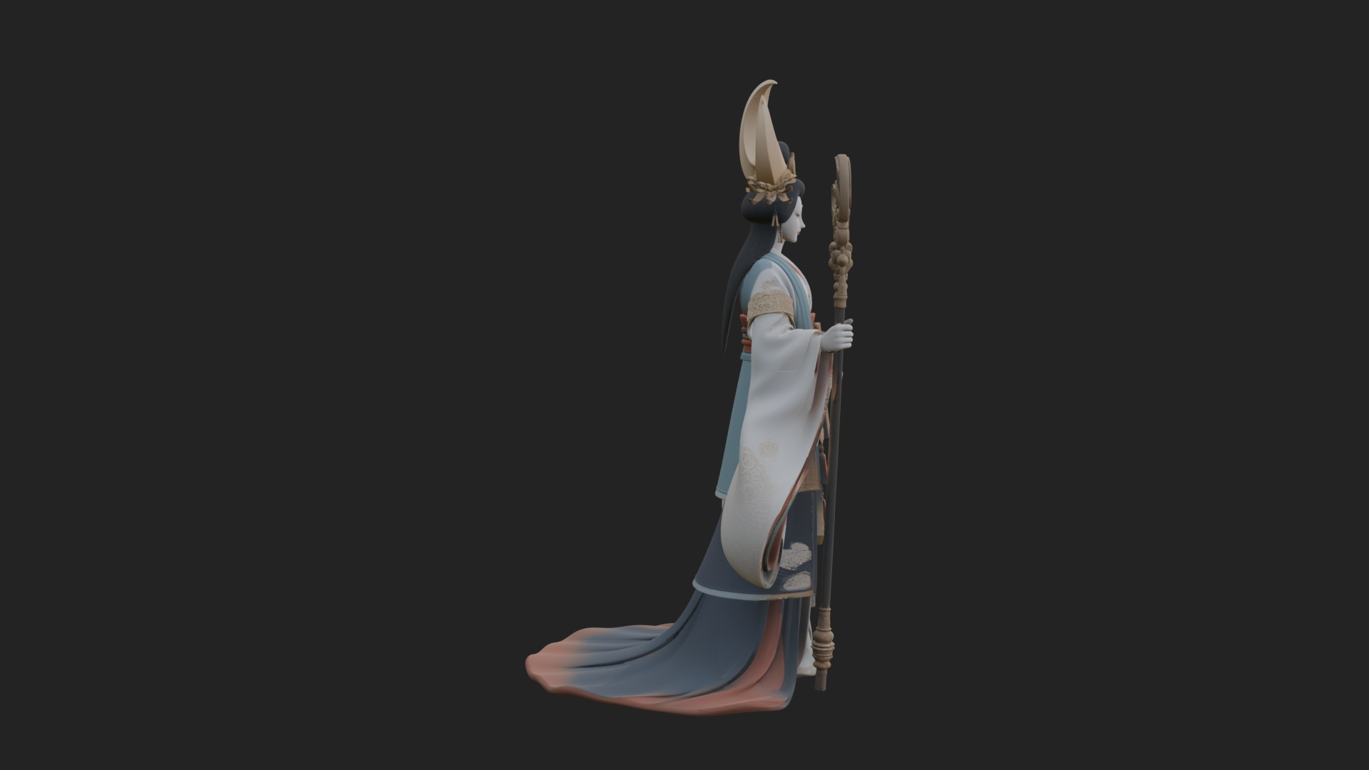 Crescent Crown Priestess Statue Design 1 3D Print Model 3D Model