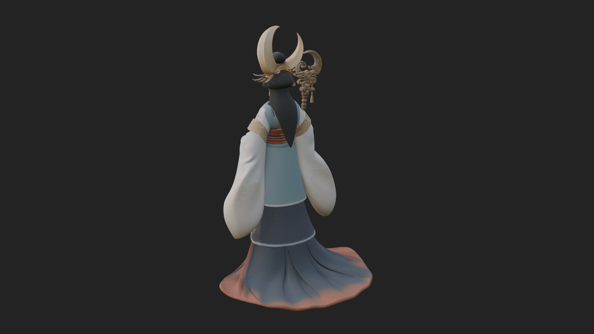 Crescent Crown Priestess Statue Design 1 3D Print Model 3D Model