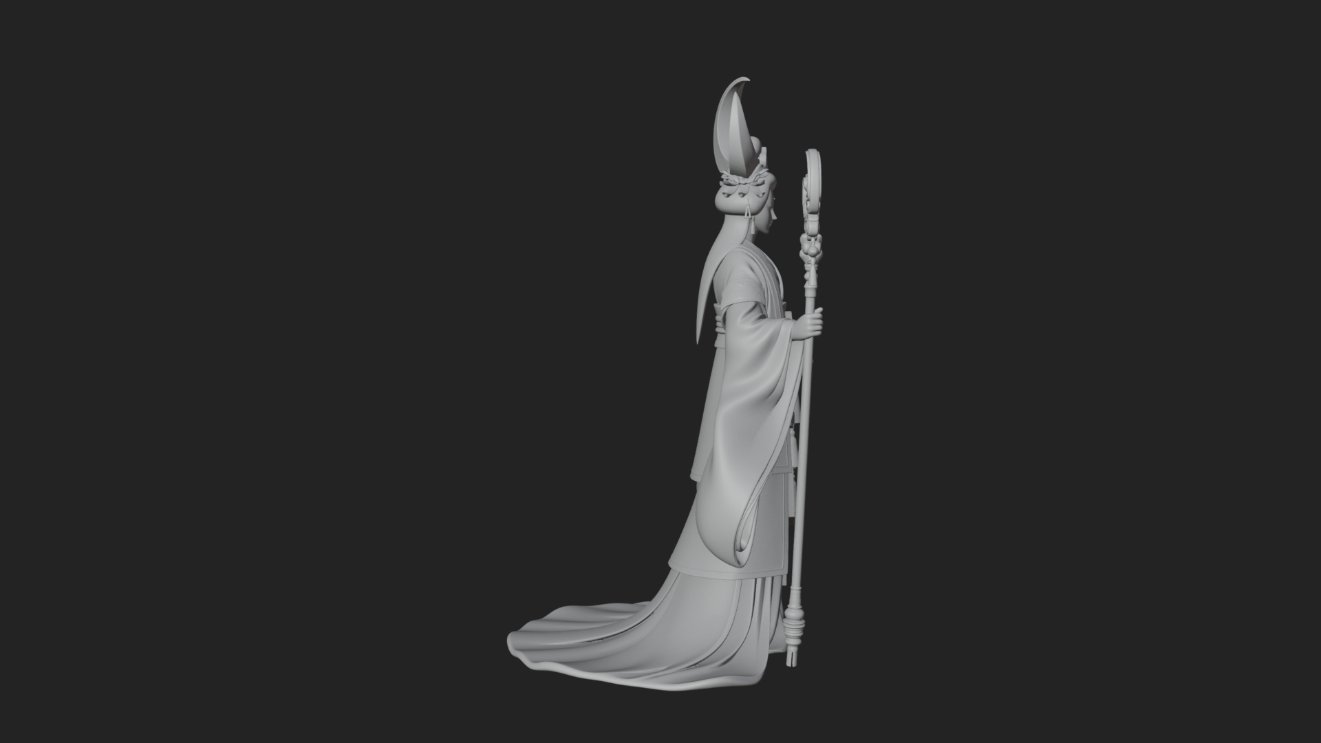 Crescent Crown Priestess Statue Design 1 3D Print Model 3D Model