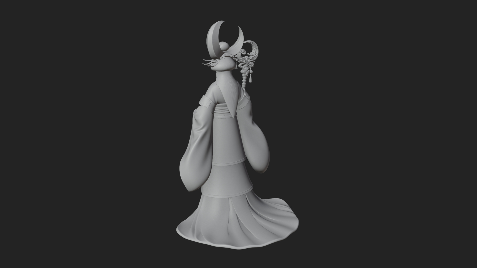 Crescent Crown Priestess Statue Design 1 3D Print Model 3D Model