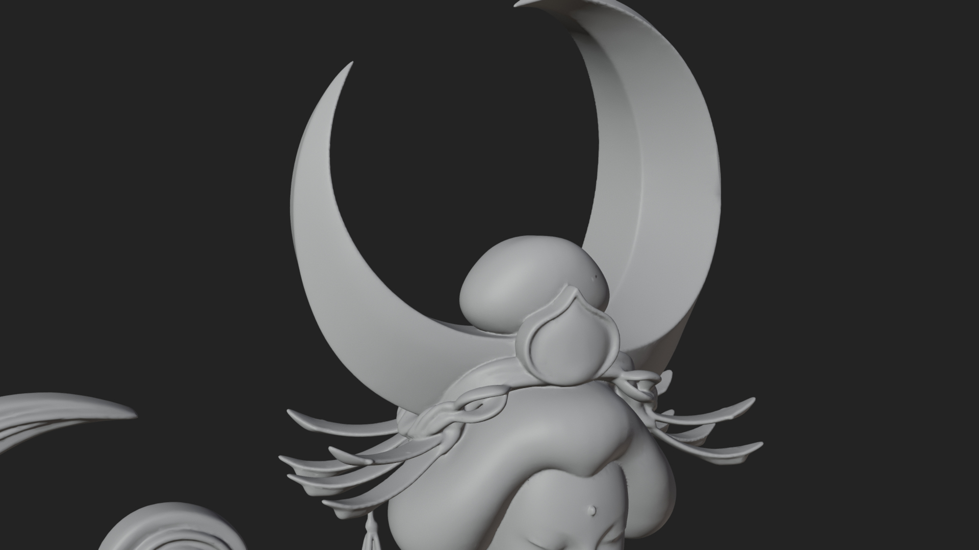 Crescent Crown Priestess Statue Design 1 3D Print Model 3D Model