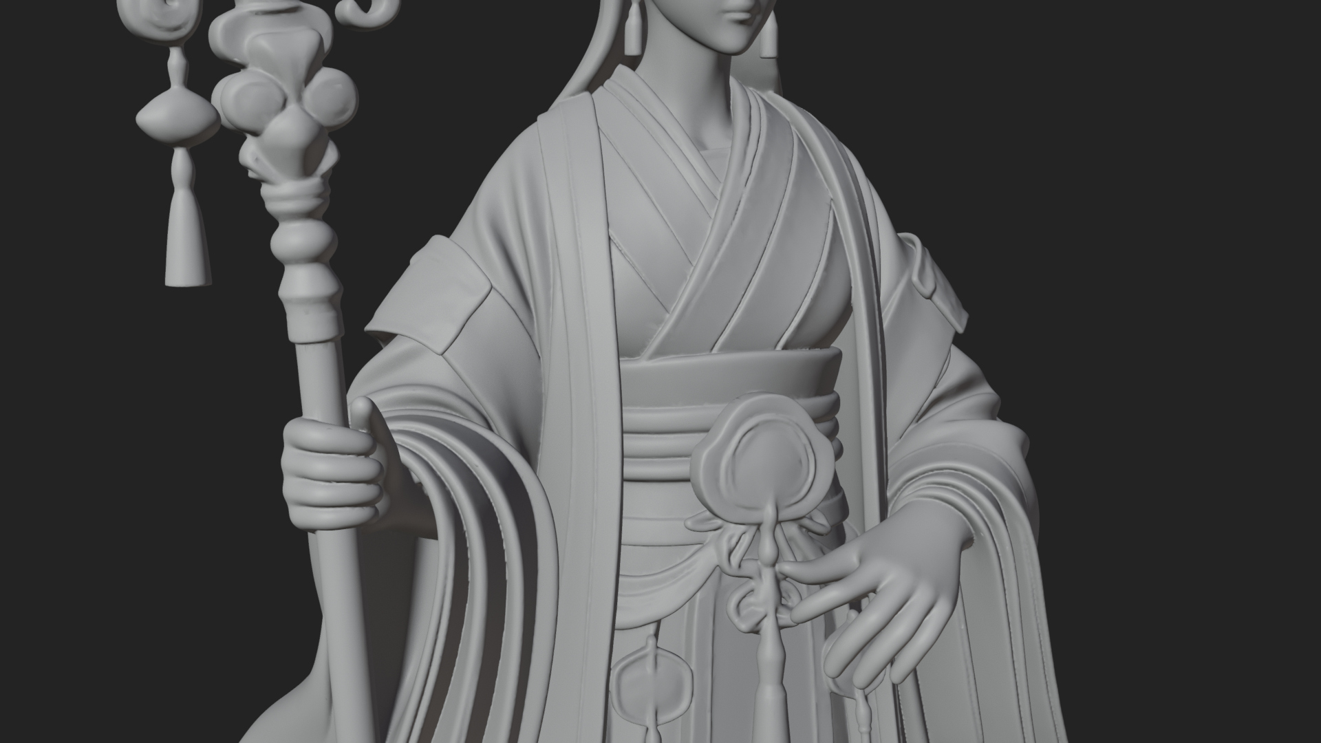 Crescent Crown Priestess Statue Design 1 3D Print Model 3D Model