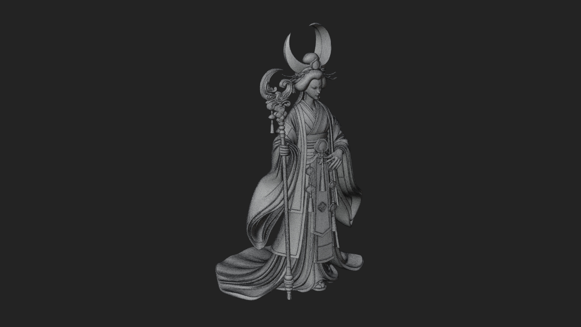 Crescent Crown Priestess Statue Design 1 3D Print Model 3D Model