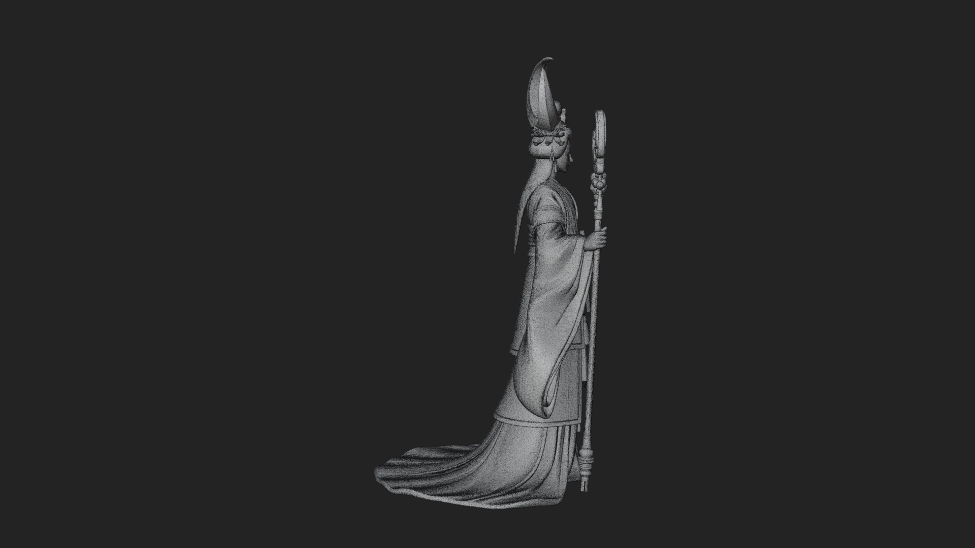 Crescent Crown Priestess Statue Design 1 3D Print Model 3D Model
