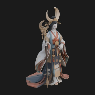 Crescent Crown Priestess Statue Design 1 3D Print Model