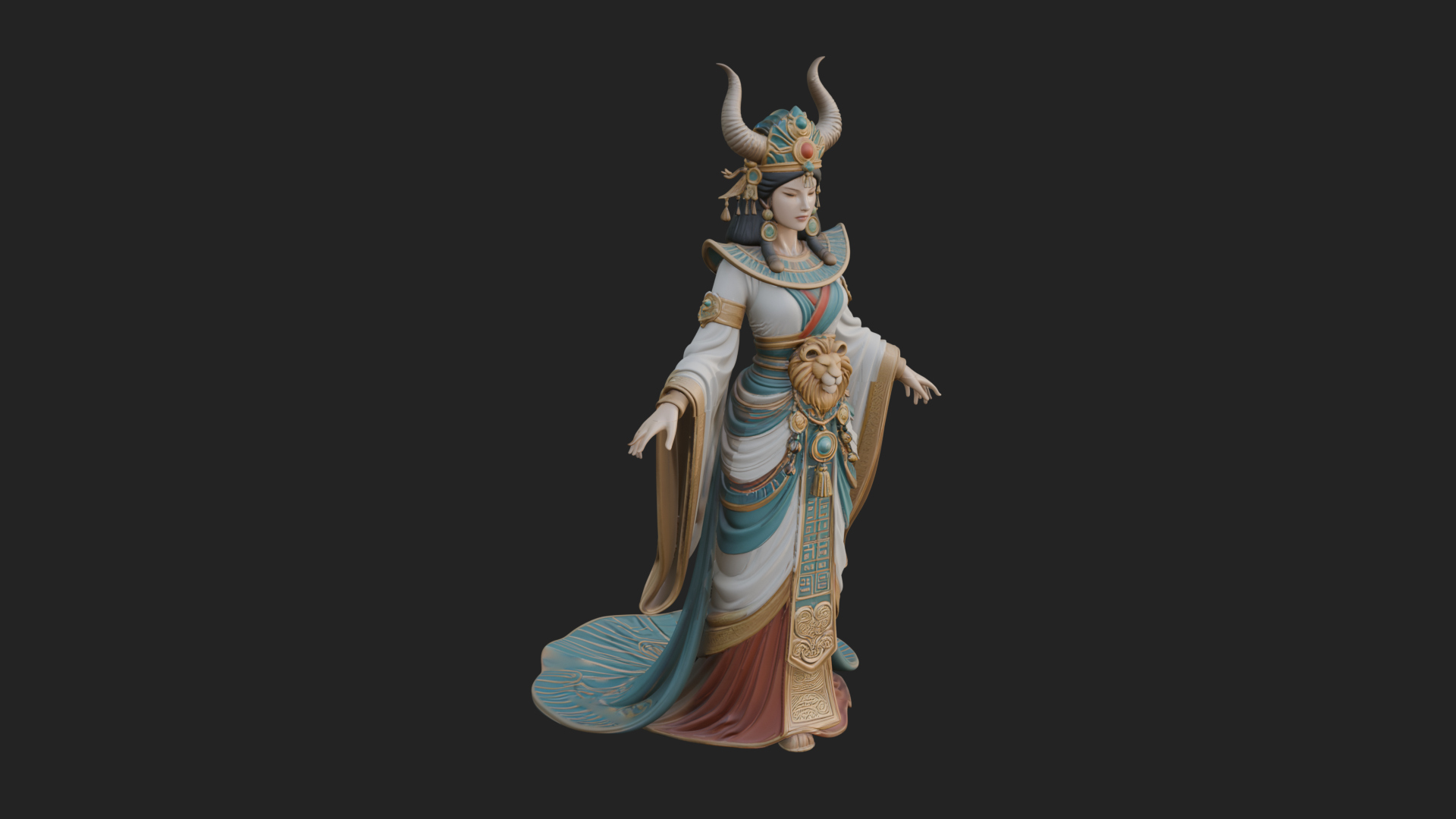 Crescent Crown Priestess Statue Design 10 3D Print Model 3D Model