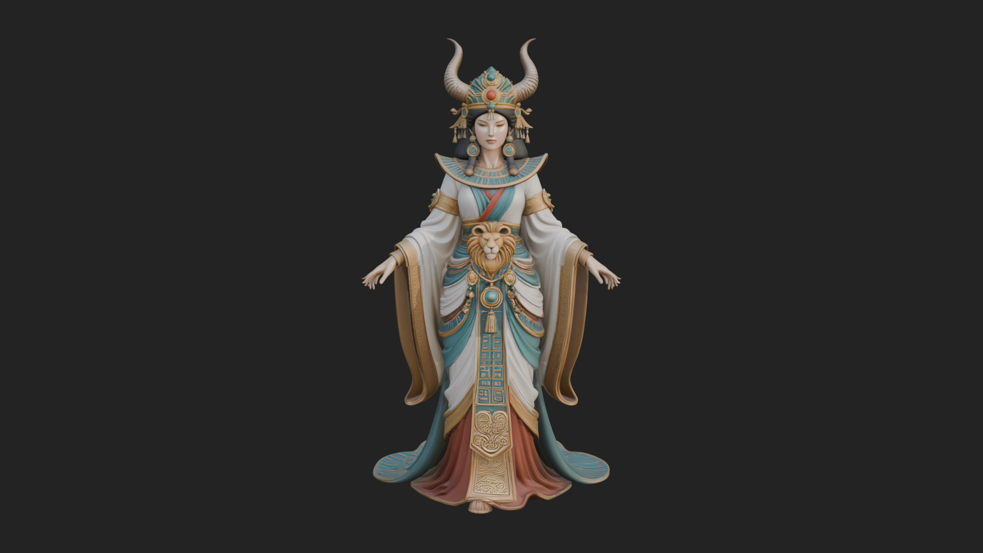 Crescent Crown Priestess Statue Design 10 3D Print Model 3D Model