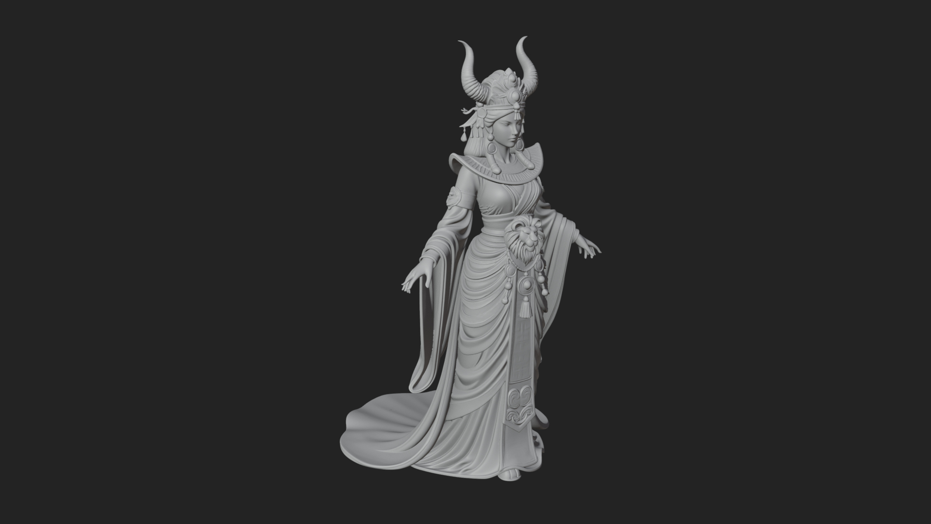 Crescent Crown Priestess Statue Design 10 3D Print Model 3D Model