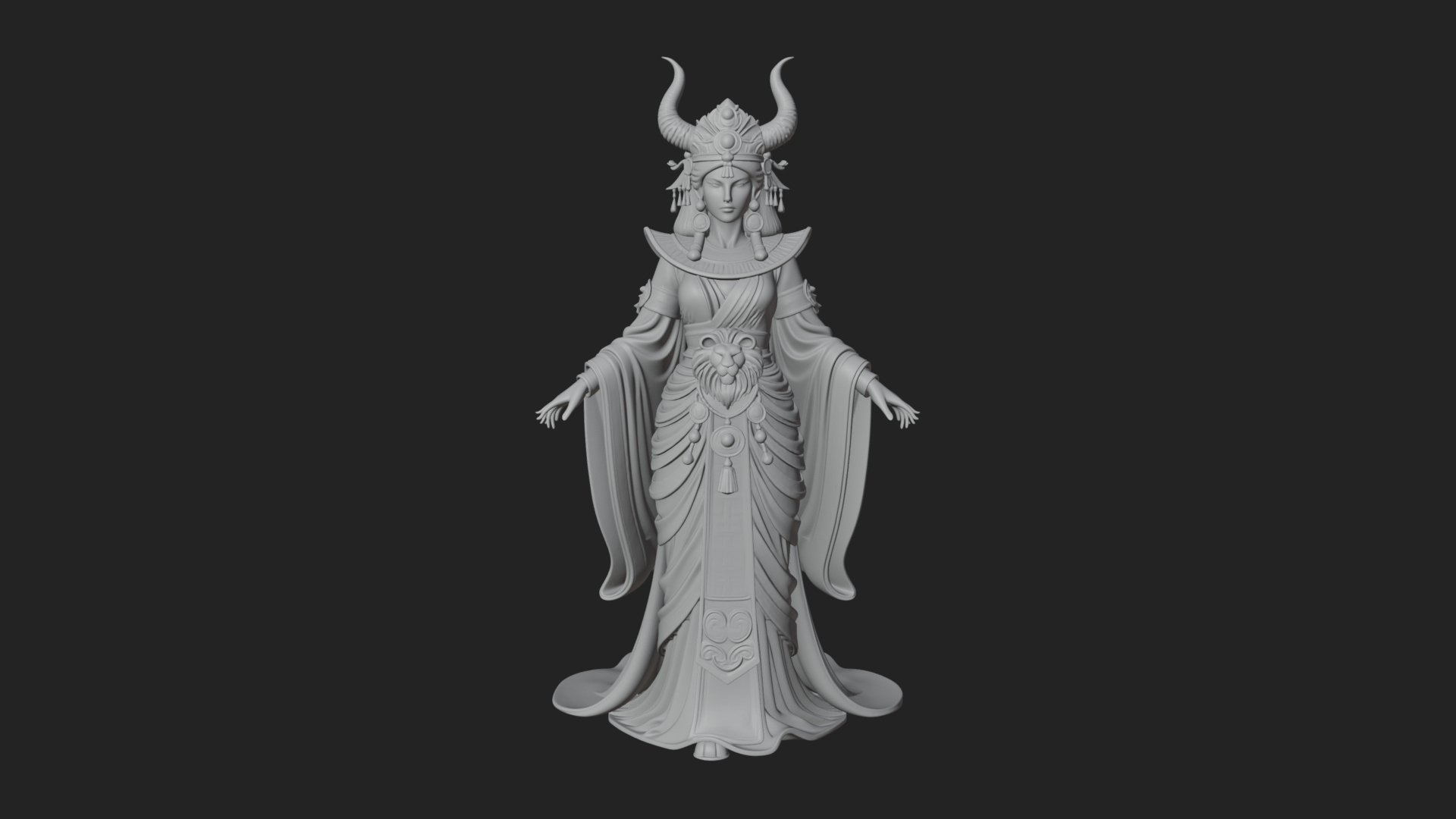 Crescent Crown Priestess Statue Design 10 3D Print Model 3D Model