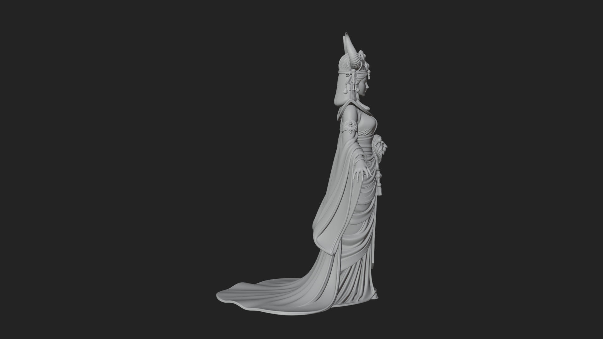 Crescent Crown Priestess Statue Design 10 3D Print Model 3D Model