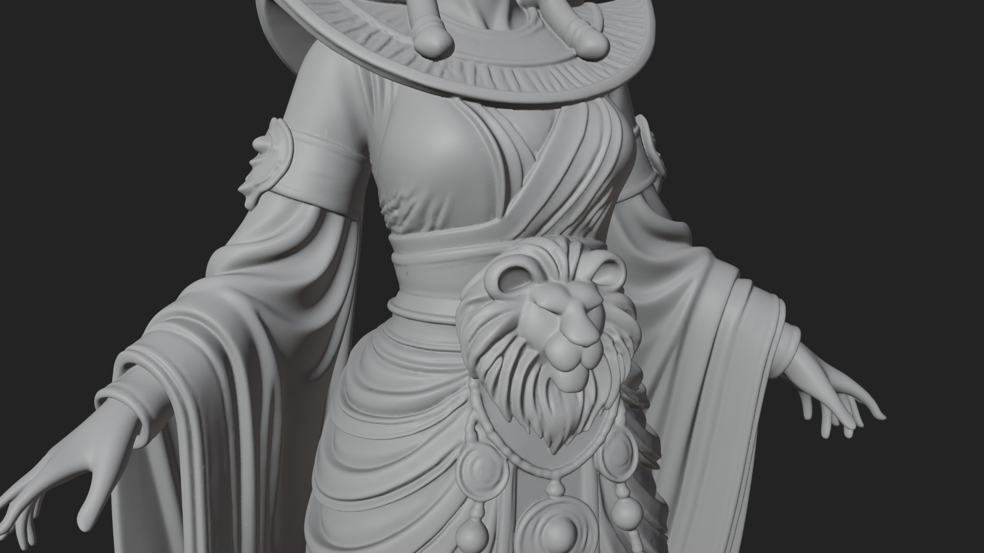 Crescent Crown Priestess Statue Design 10 3D Print Model 3D Model