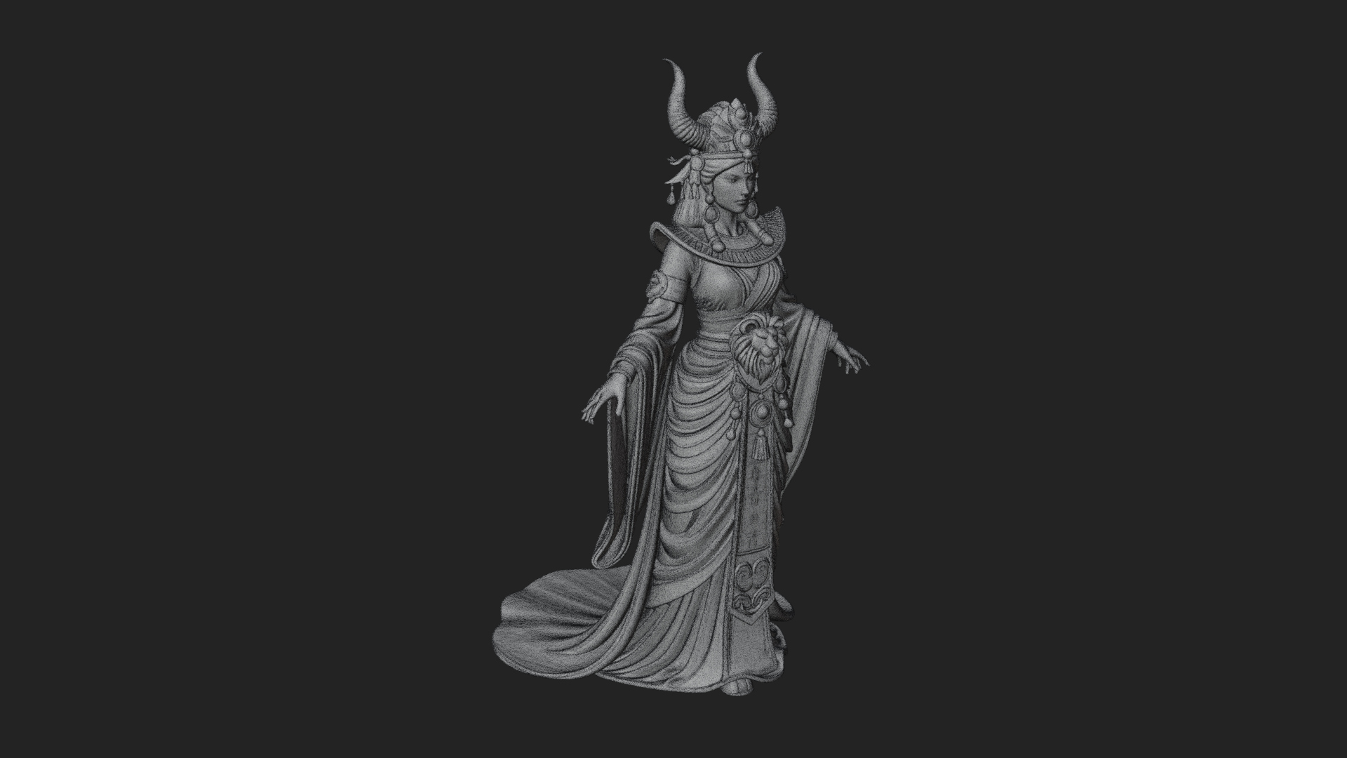 Crescent Crown Priestess Statue Design 10 3D Print Model 3D Model