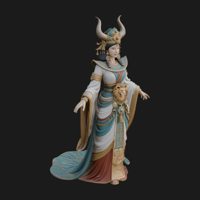 Crescent Crown Priestess Statue Design 10 3D Print Model