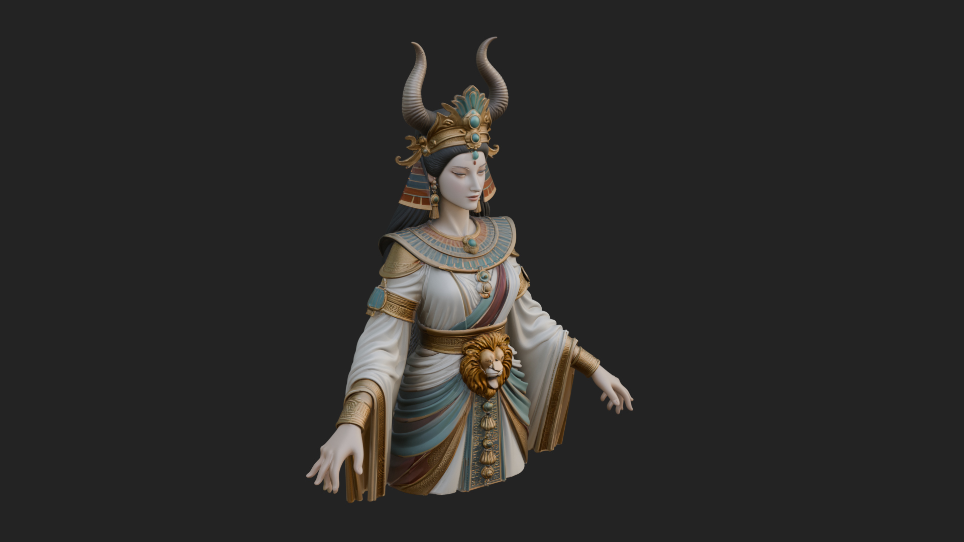 Crescent Crown Priestess Statue Design 11 3D Print Model 3D Model