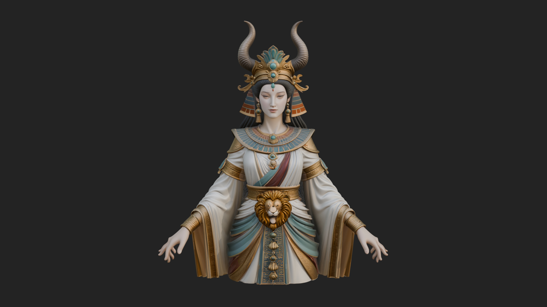 Crescent Crown Priestess Statue Design 11 3D Print Model 3D Model