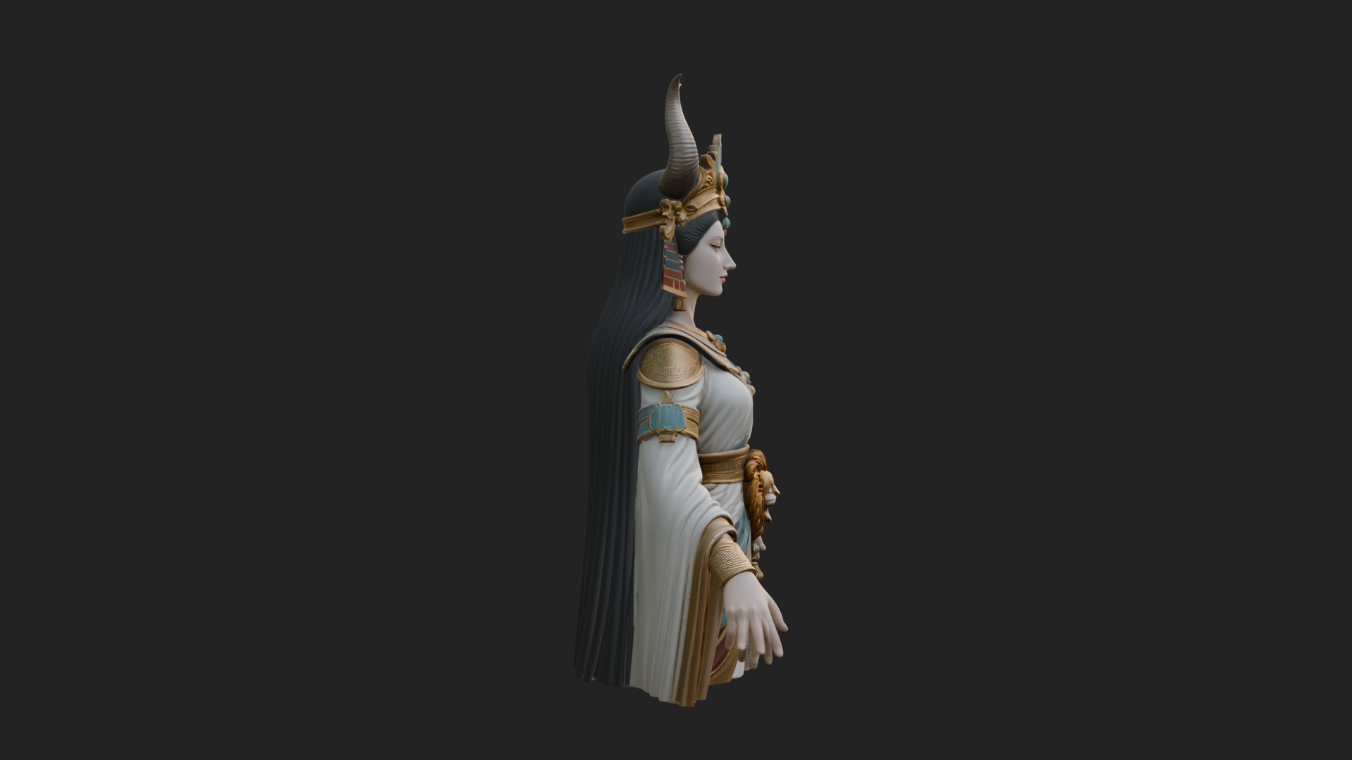 Crescent Crown Priestess Statue Design 11 3D Print Model 3D Model