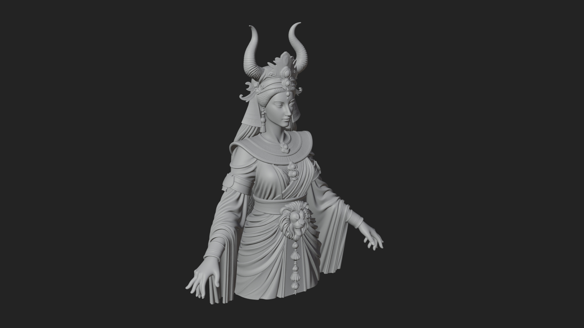 Crescent Crown Priestess Statue Design 11 3D Print Model 3D Model