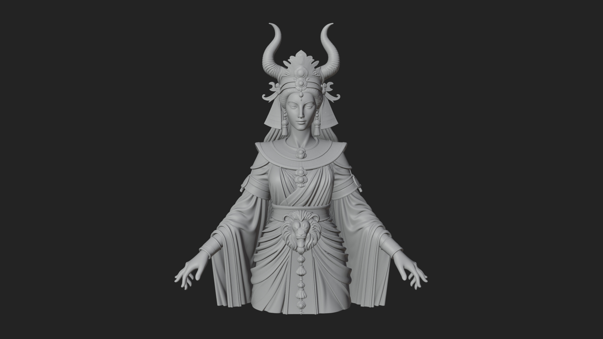 Crescent Crown Priestess Statue Design 11 3D Print Model 3D Model