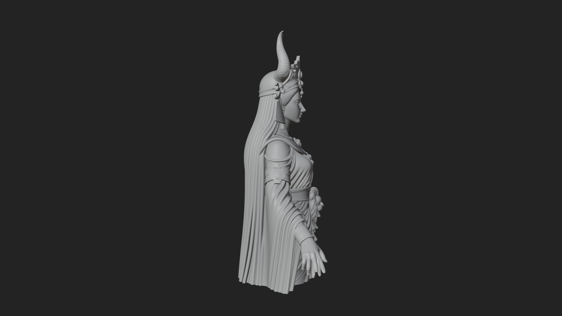 Crescent Crown Priestess Statue Design 11 3D Print Model 3D Model