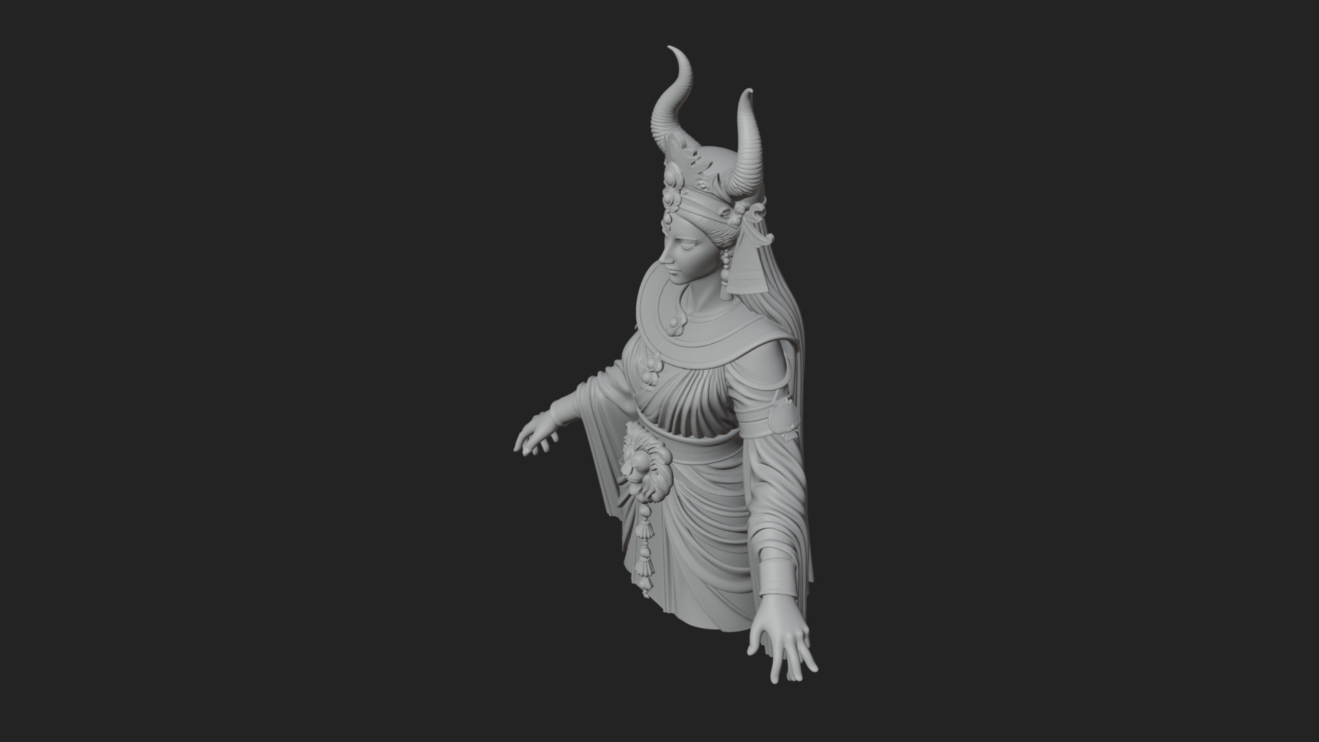Crescent Crown Priestess Statue Design 11 3D Print Model 3D Model