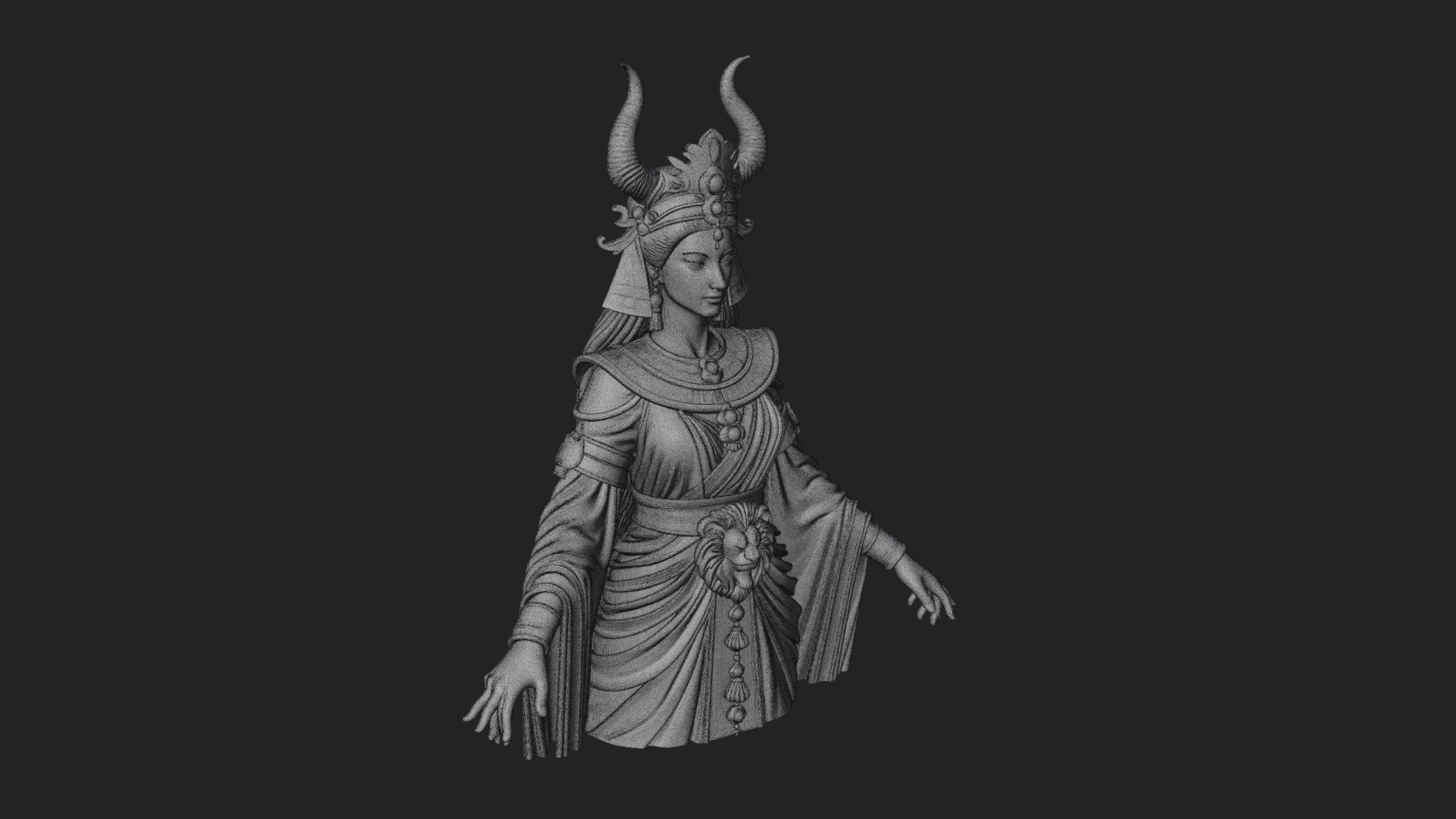 Crescent Crown Priestess Statue Design 11 3D Print Model 3D Model