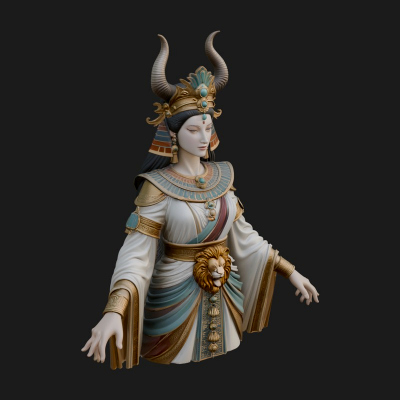 Crescent Crown Priestess Statue Design 11 3D Print Model