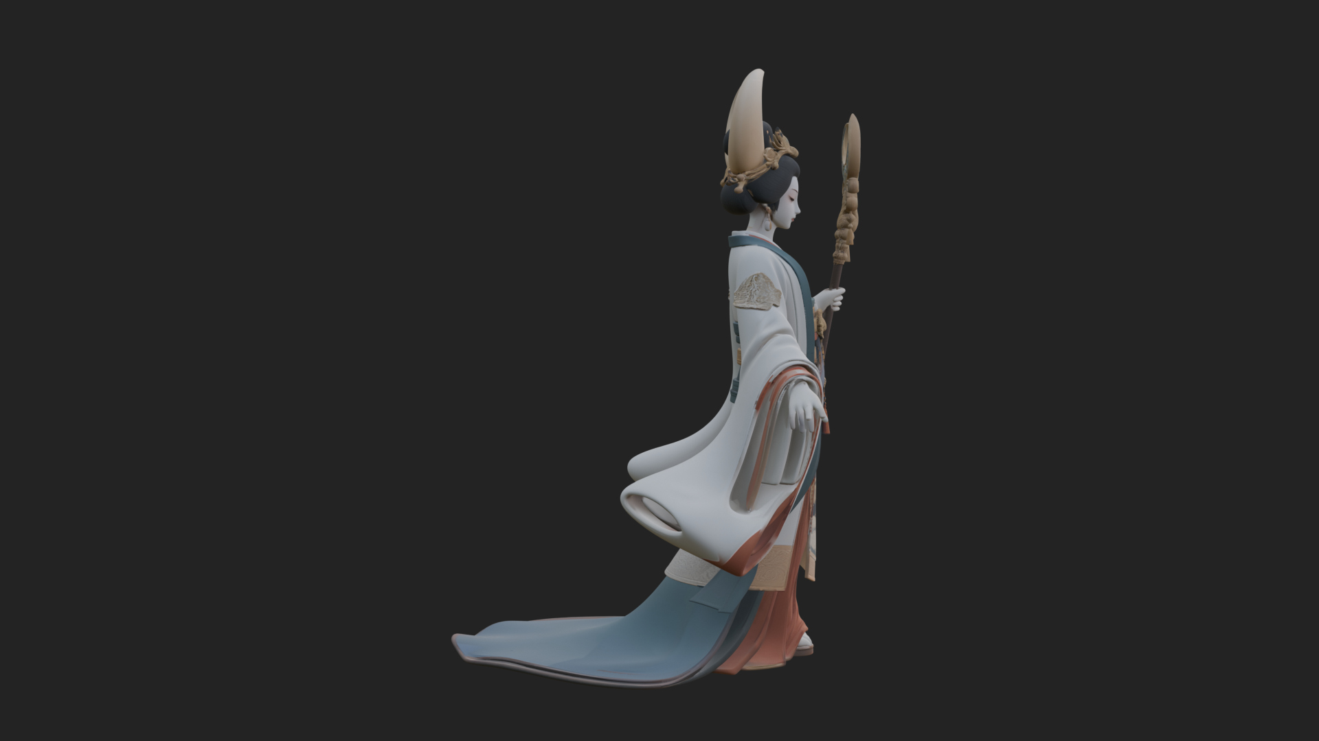 Crescent Crown Priestess Statue Design 2 3D Print Model 3D Model