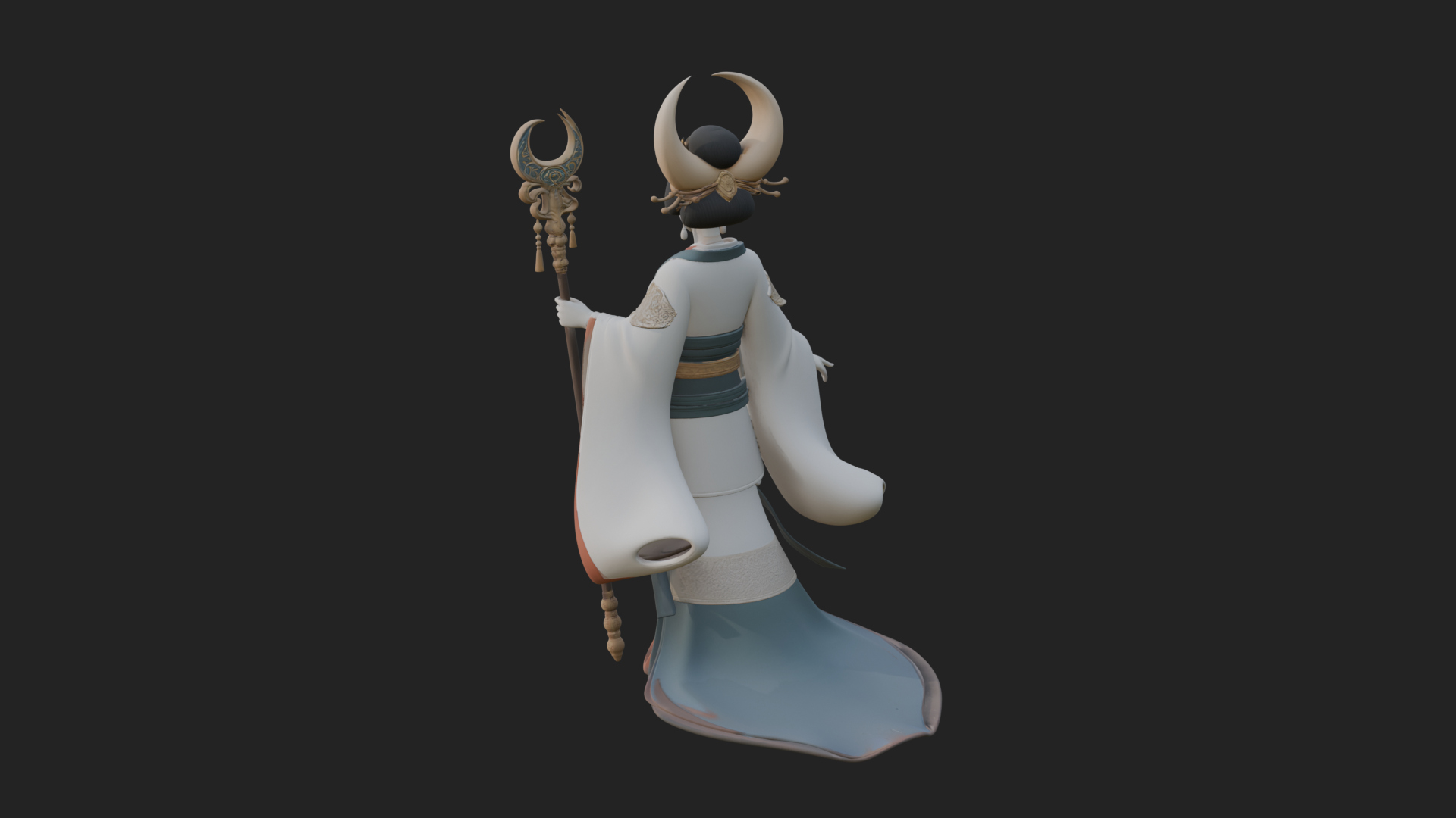 Crescent Crown Priestess Statue Design 2 3D Print Model 3D Model