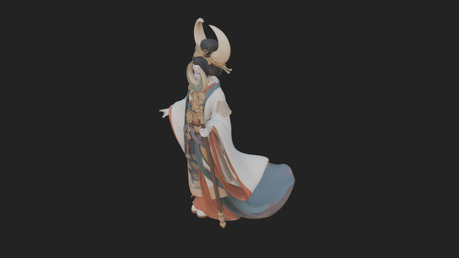 Crescent Crown Priestess Statue Design 2 3D Print Model 3D Model