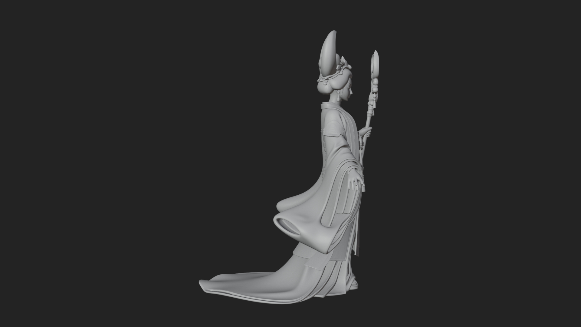 Crescent Crown Priestess Statue Design 2 3D Print Model 3D Model