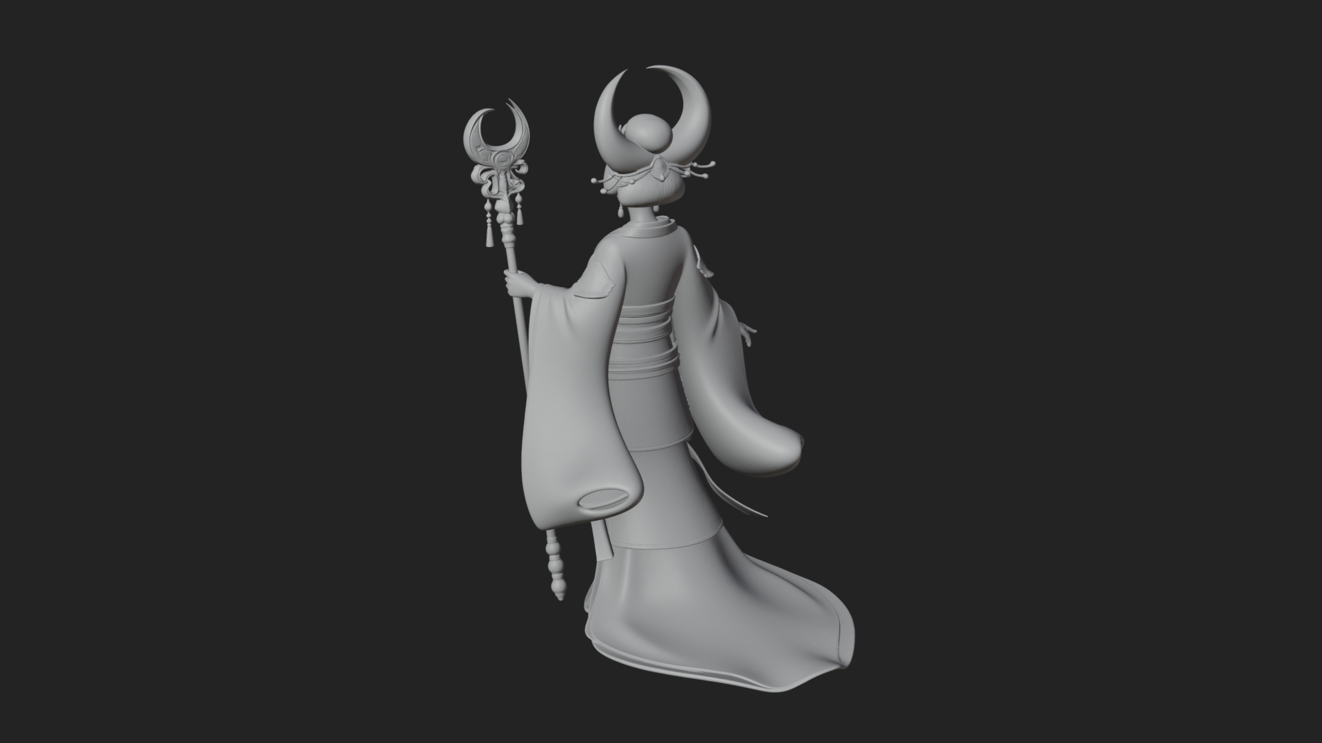 Crescent Crown Priestess Statue Design 2 3D Print Model 3D Model