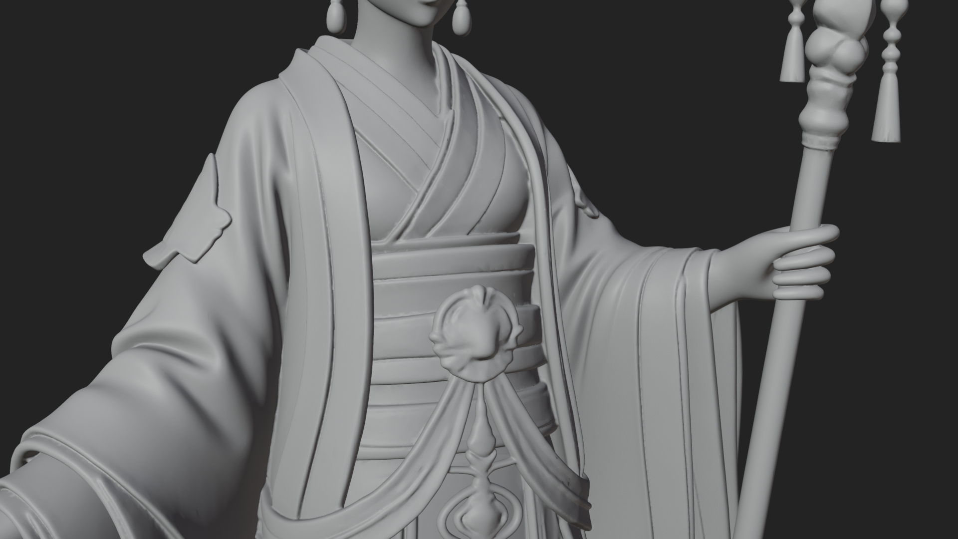 Crescent Crown Priestess Statue Design 2 3D Print Model 3D Model