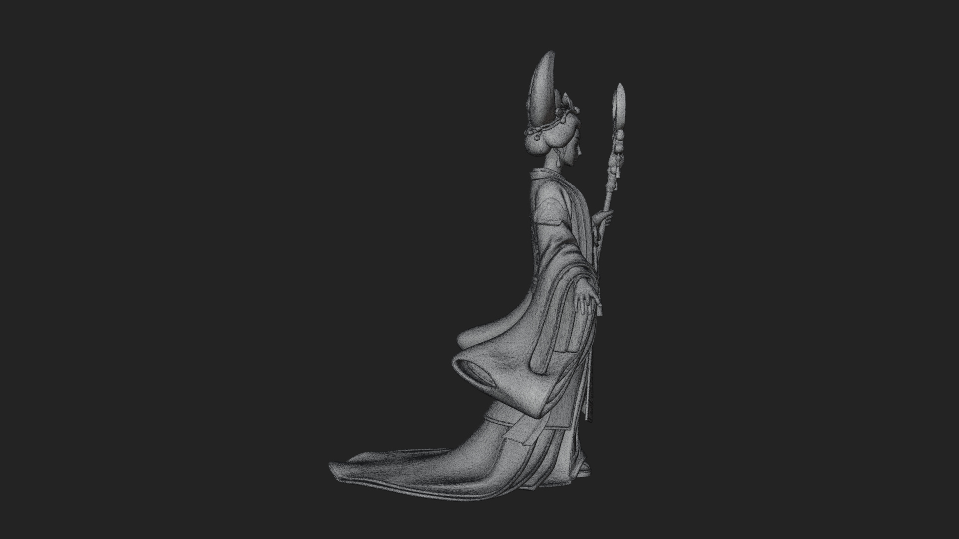 Crescent Crown Priestess Statue Design 2 3D Print Model 3D Model