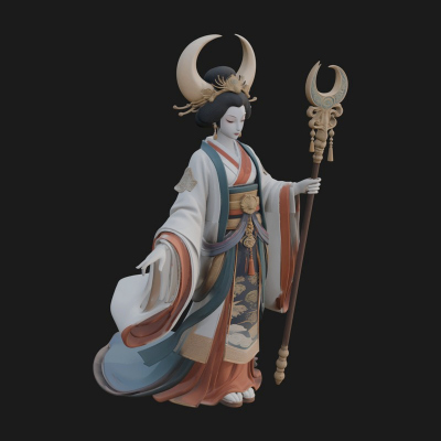 Crescent Crown Priestess Statue Design 2 3D Print Model