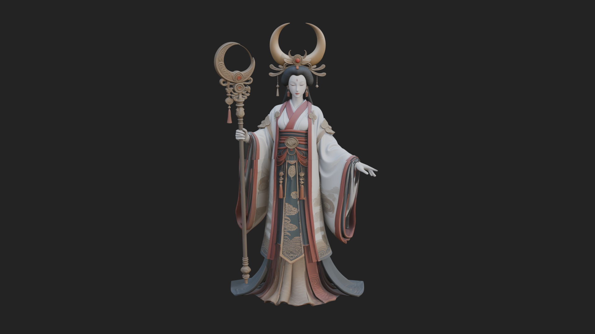 Crescent Crown Priestess Statue Design 3 3D Print Model 3D Model