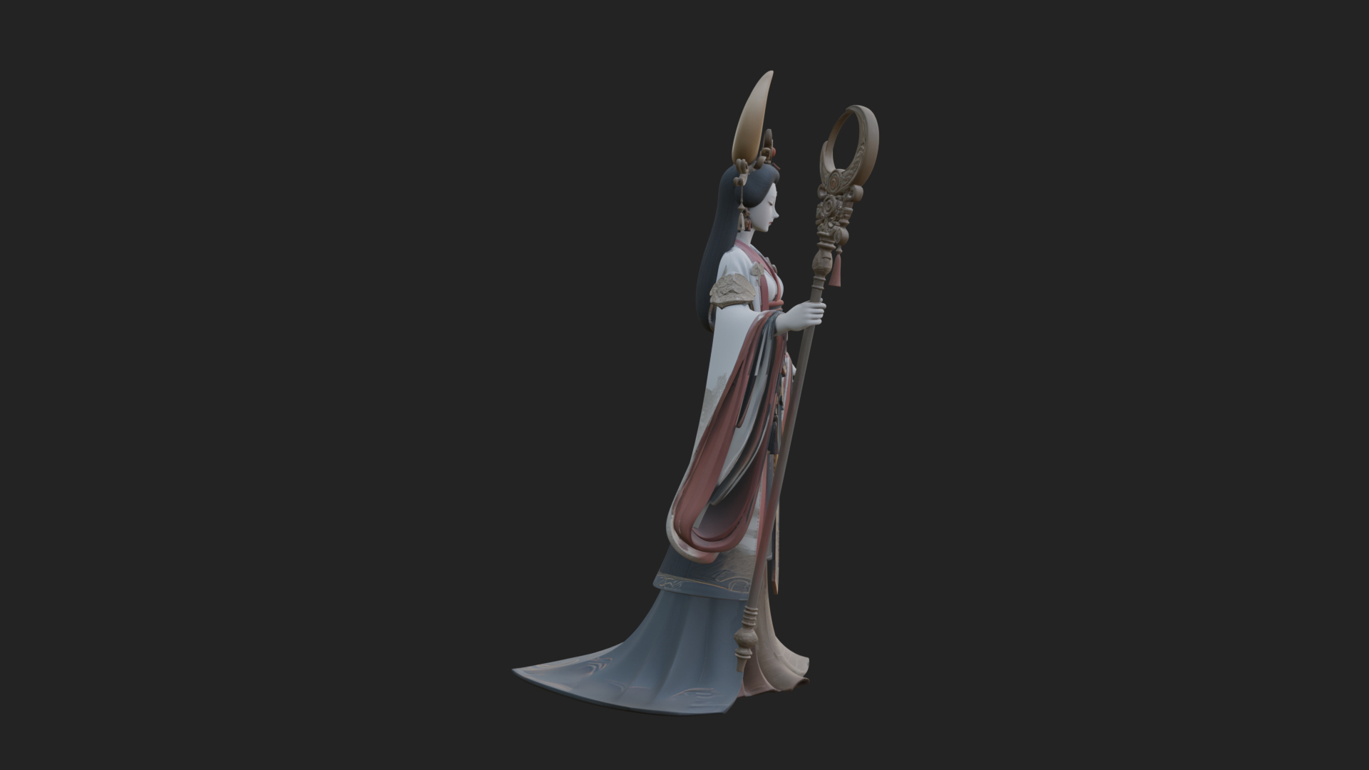 Crescent Crown Priestess Statue Design 3 3D Print Model 3D Model