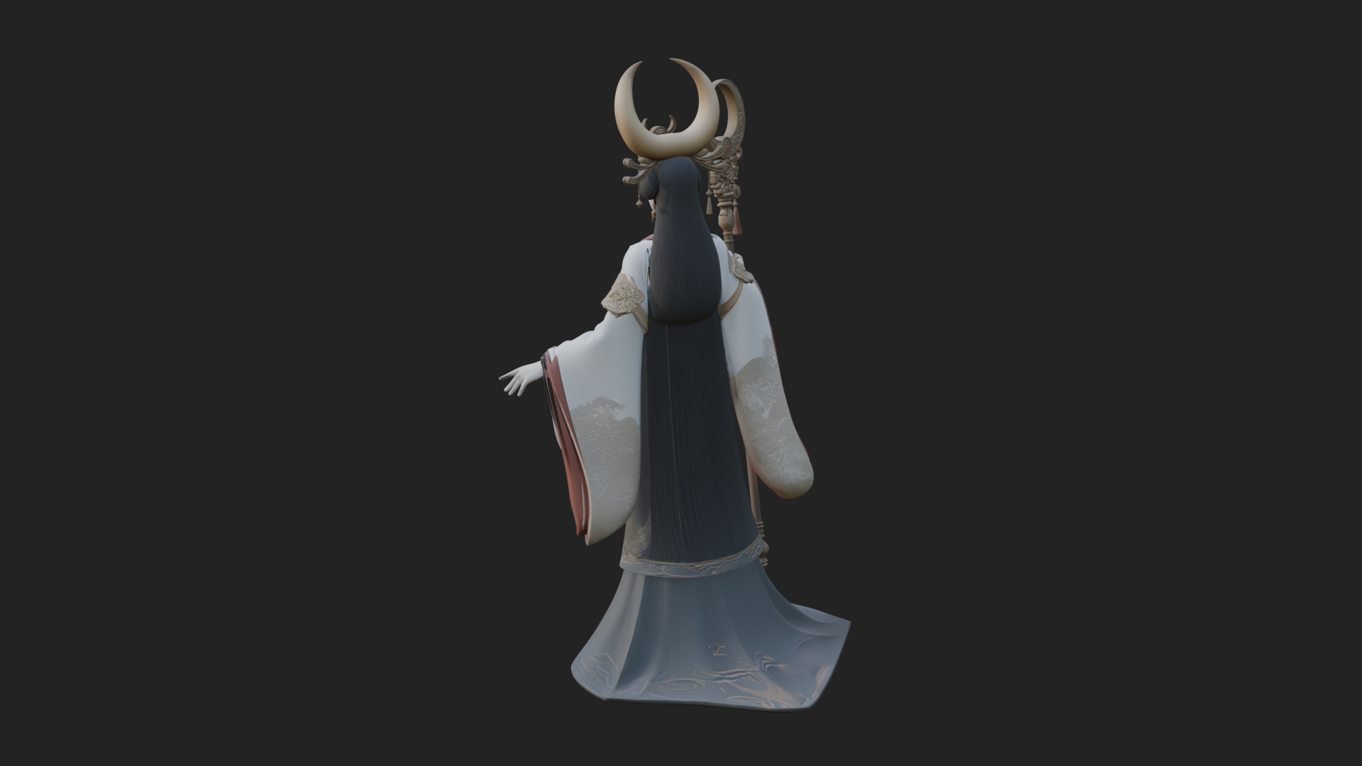 Crescent Crown Priestess Statue Design 3 3D Print Model 3D Model