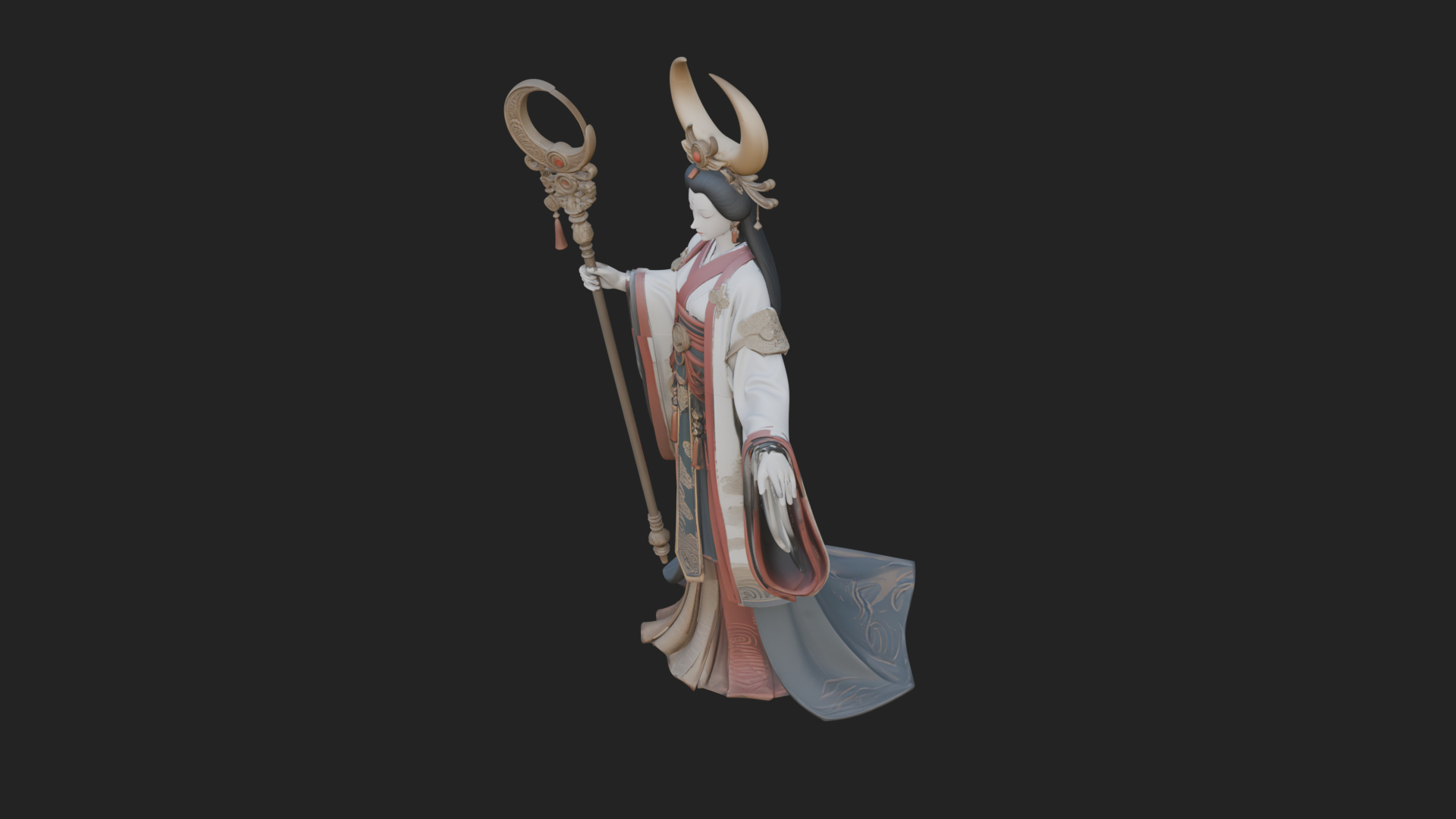 Crescent Crown Priestess Statue Design 3 3D Print Model 3D Model