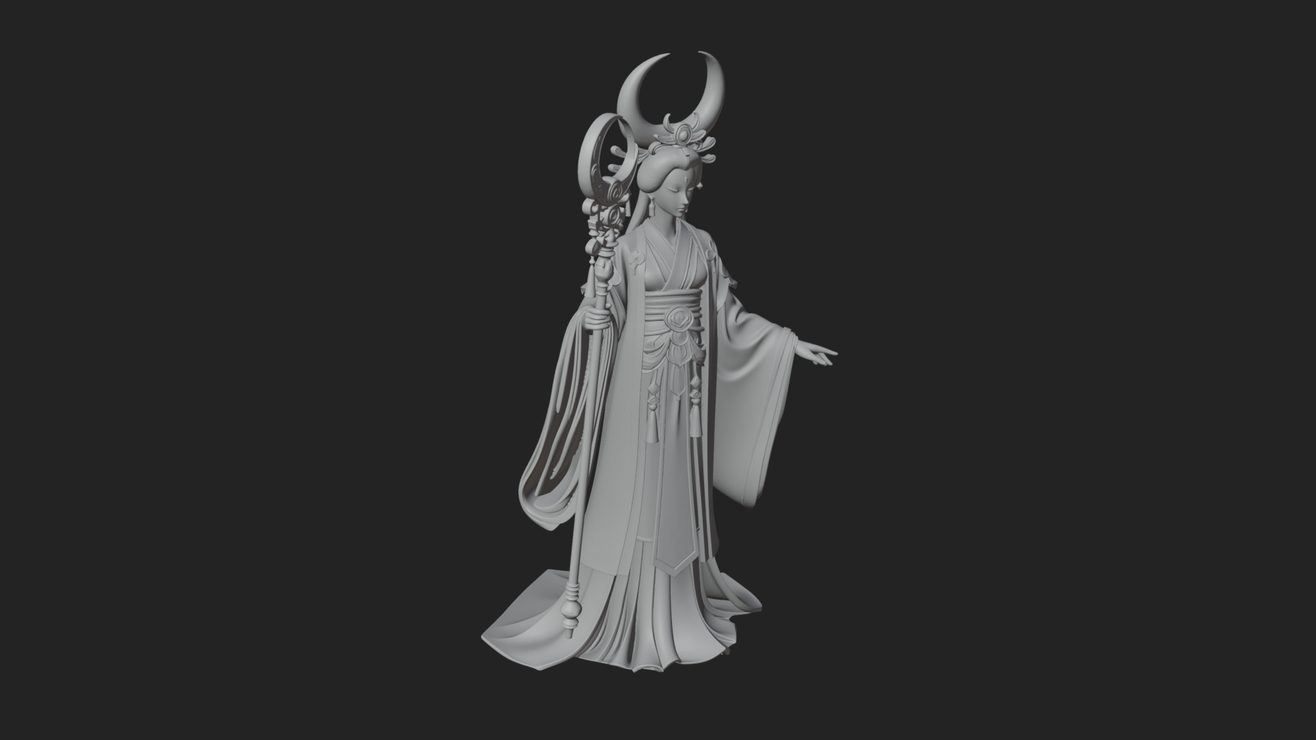 Crescent Crown Priestess Statue Design 3 3D Print Model 3D Model