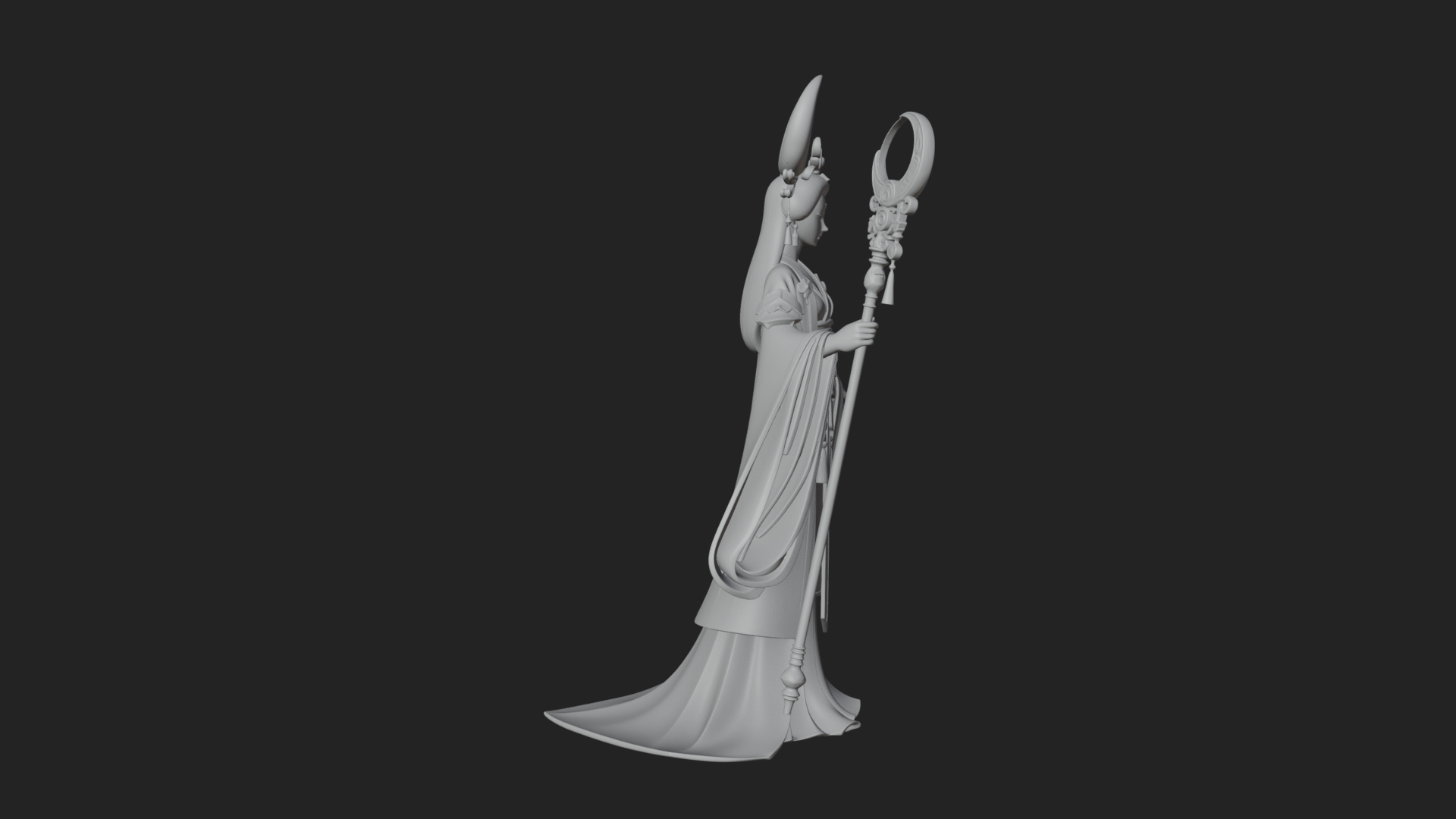 Crescent Crown Priestess Statue Design 3 3D Print Model 3D Model