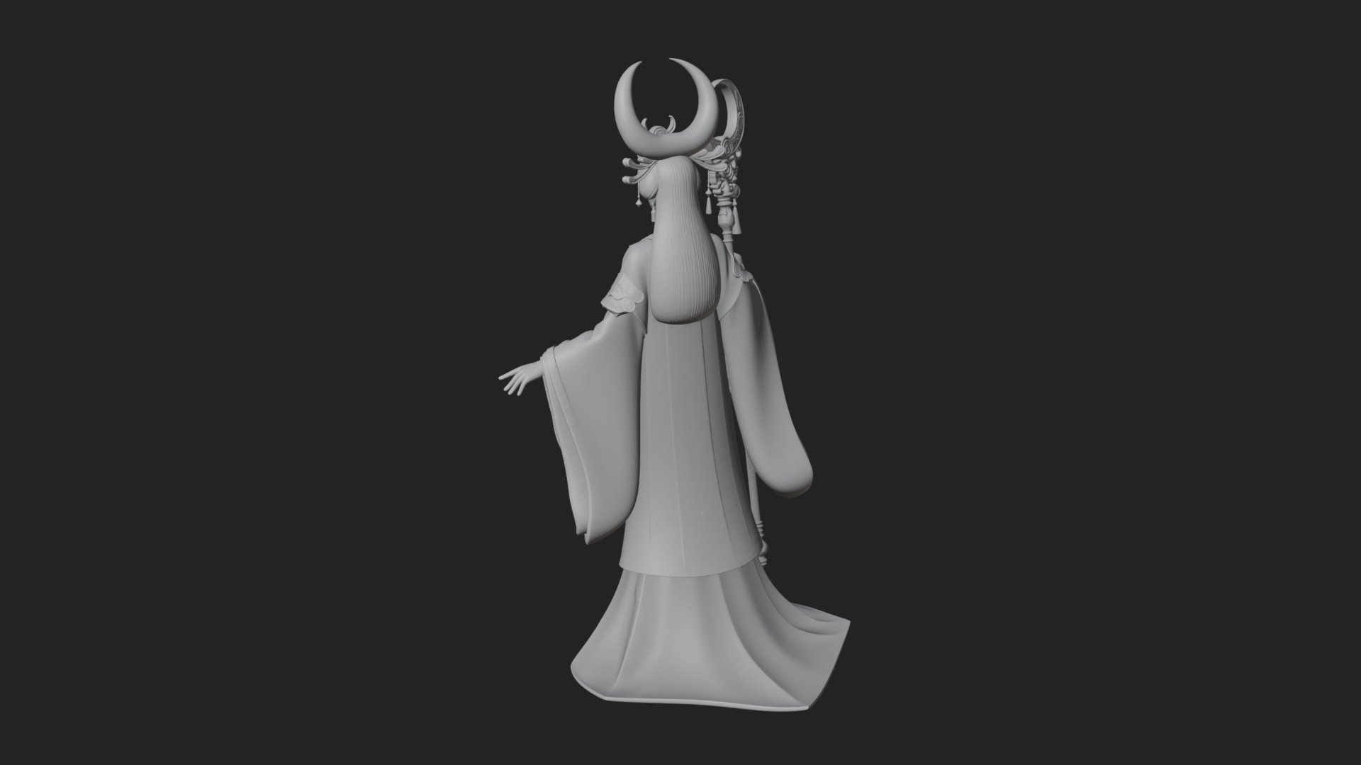 Crescent Crown Priestess Statue Design 3 3D Print Model 3D Model