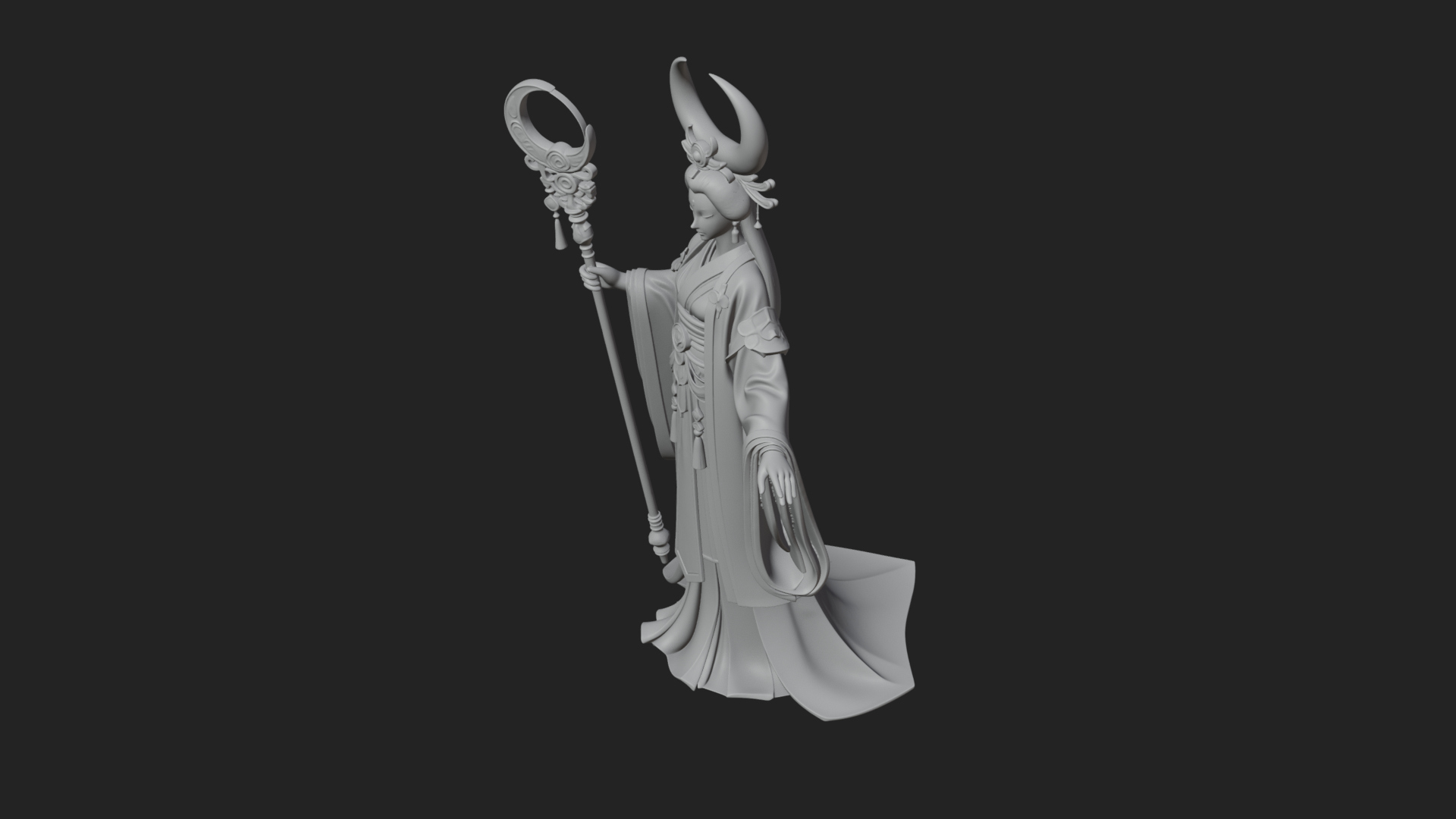 Crescent Crown Priestess Statue Design 3 3D Print Model 3D Model