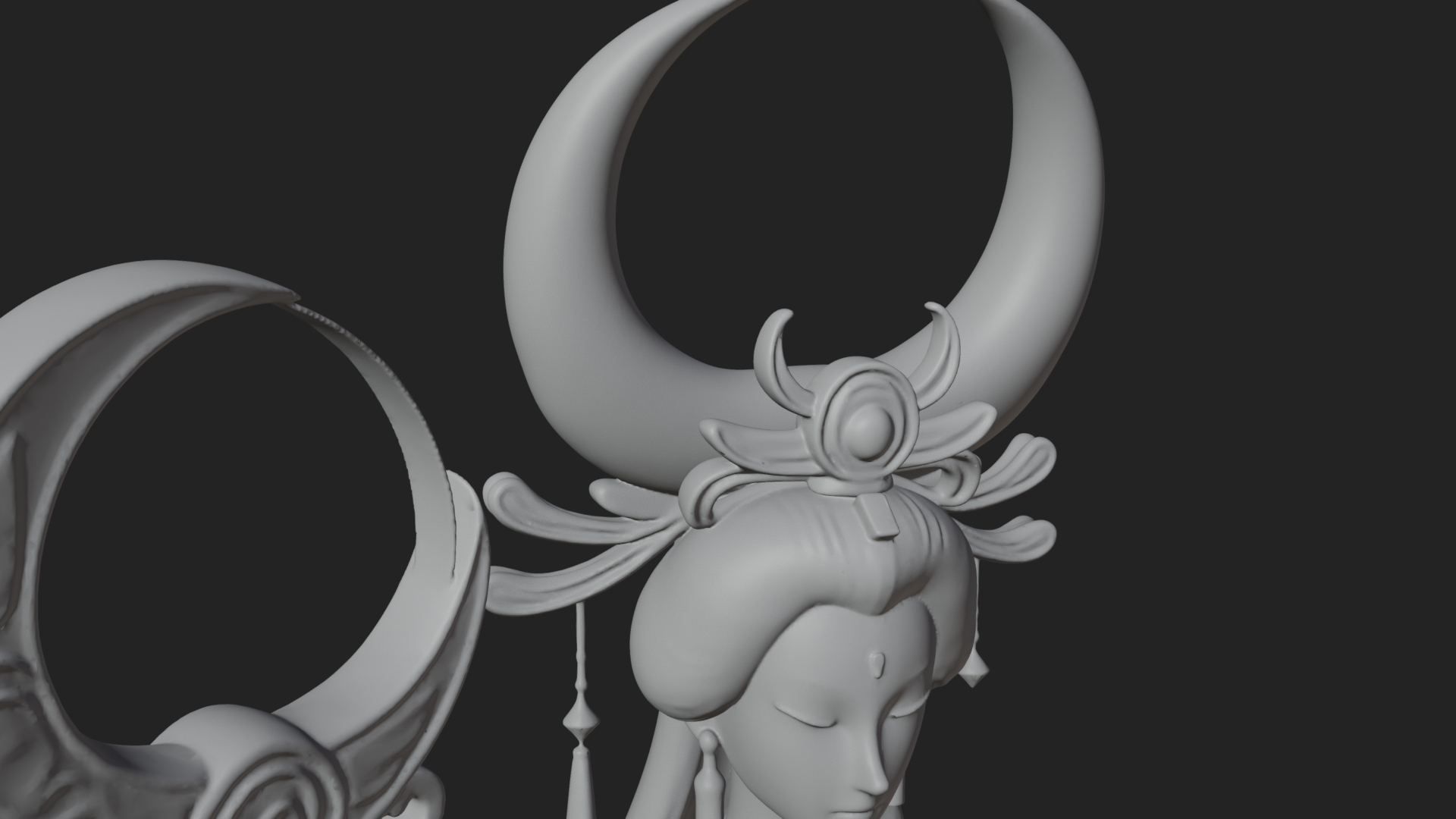 Crescent Crown Priestess Statue Design 3 3D Print Model 3D Model