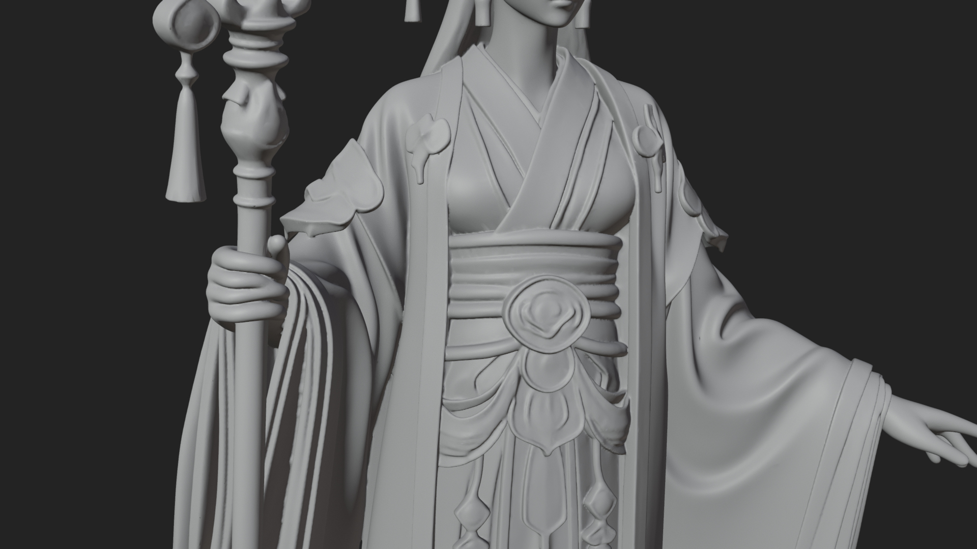 Crescent Crown Priestess Statue Design 3 3D Print Model 3D Model