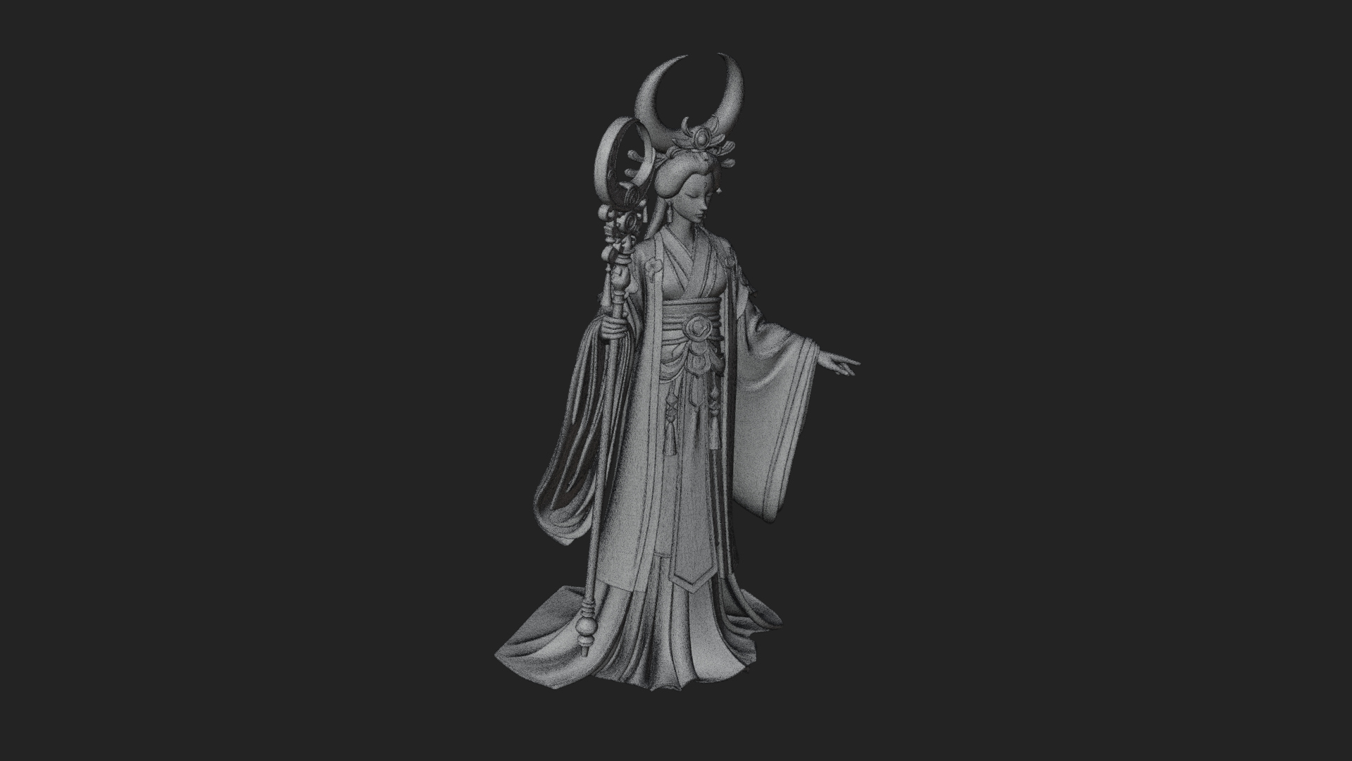 Crescent Crown Priestess Statue Design 3 3D Print Model 3D Model