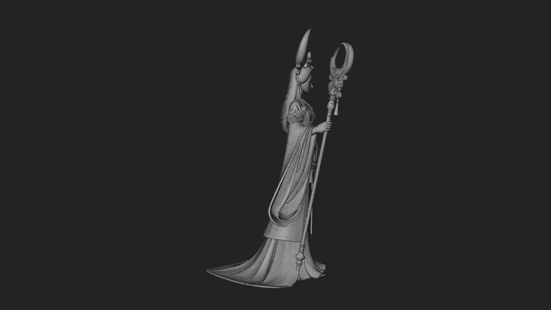 Crescent Crown Priestess Statue Design 3 3D Print Model 3D Model