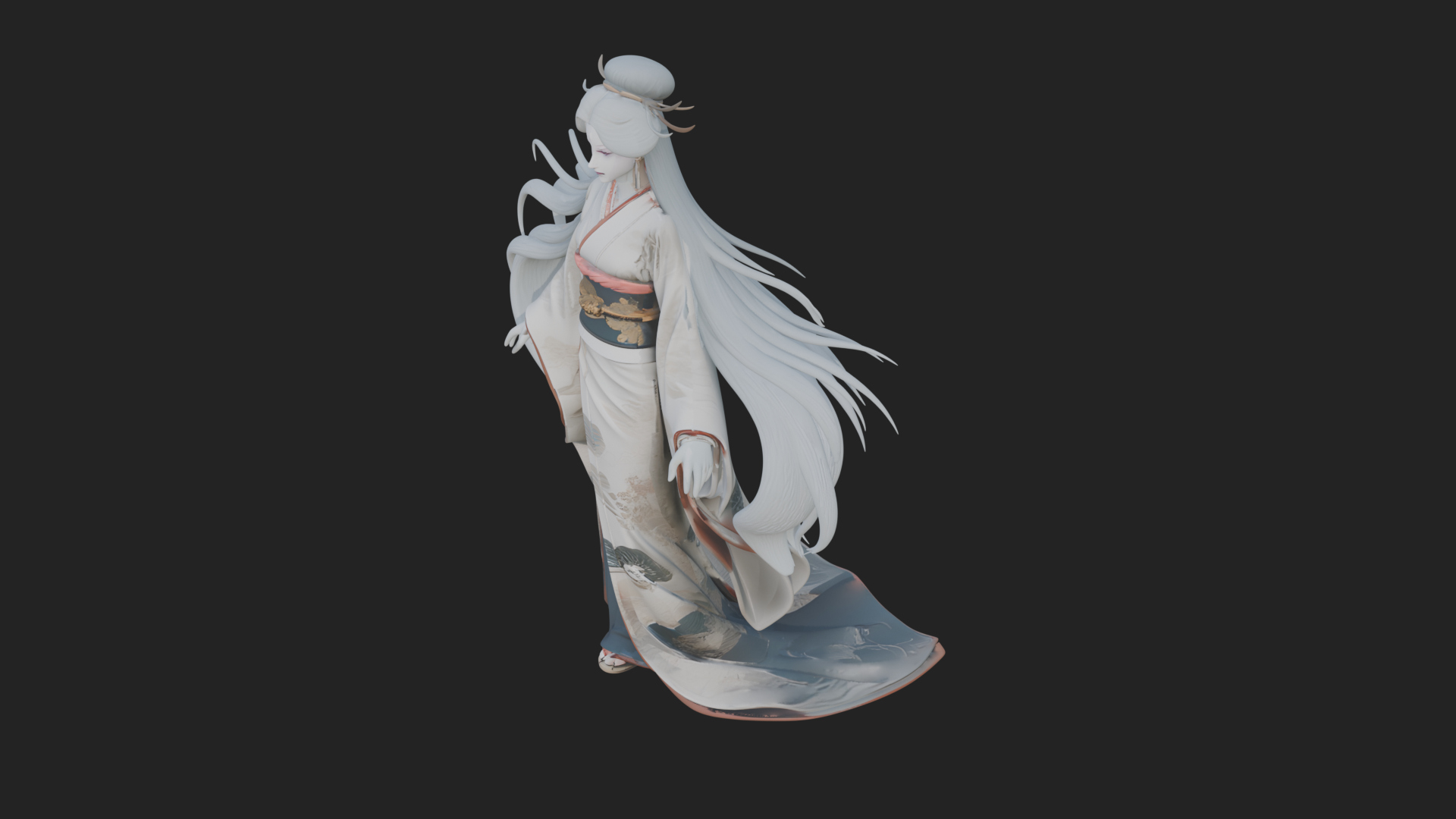 Crescent Crown Priestess Statue Design 4 3D Print Model 3D Model