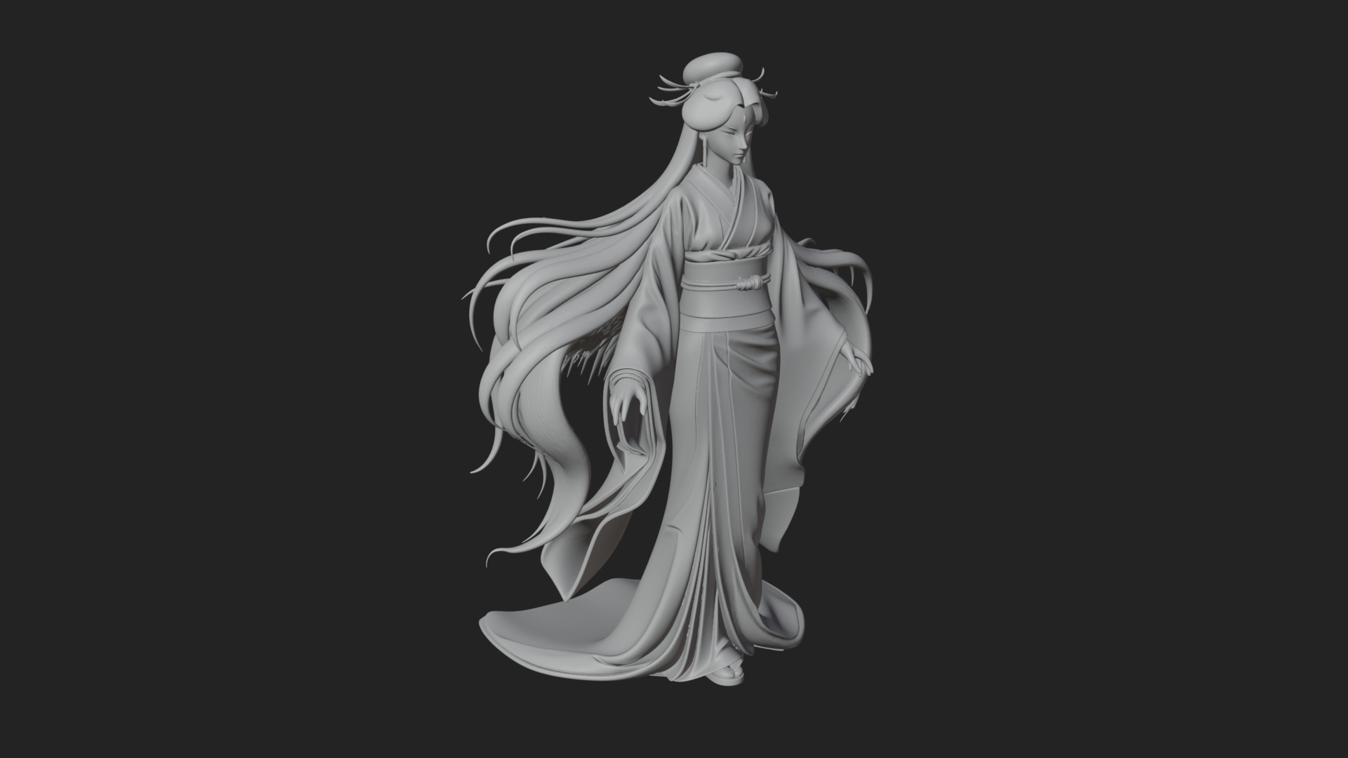 Crescent Crown Priestess Statue Design 4 3D Print Model 3D Model