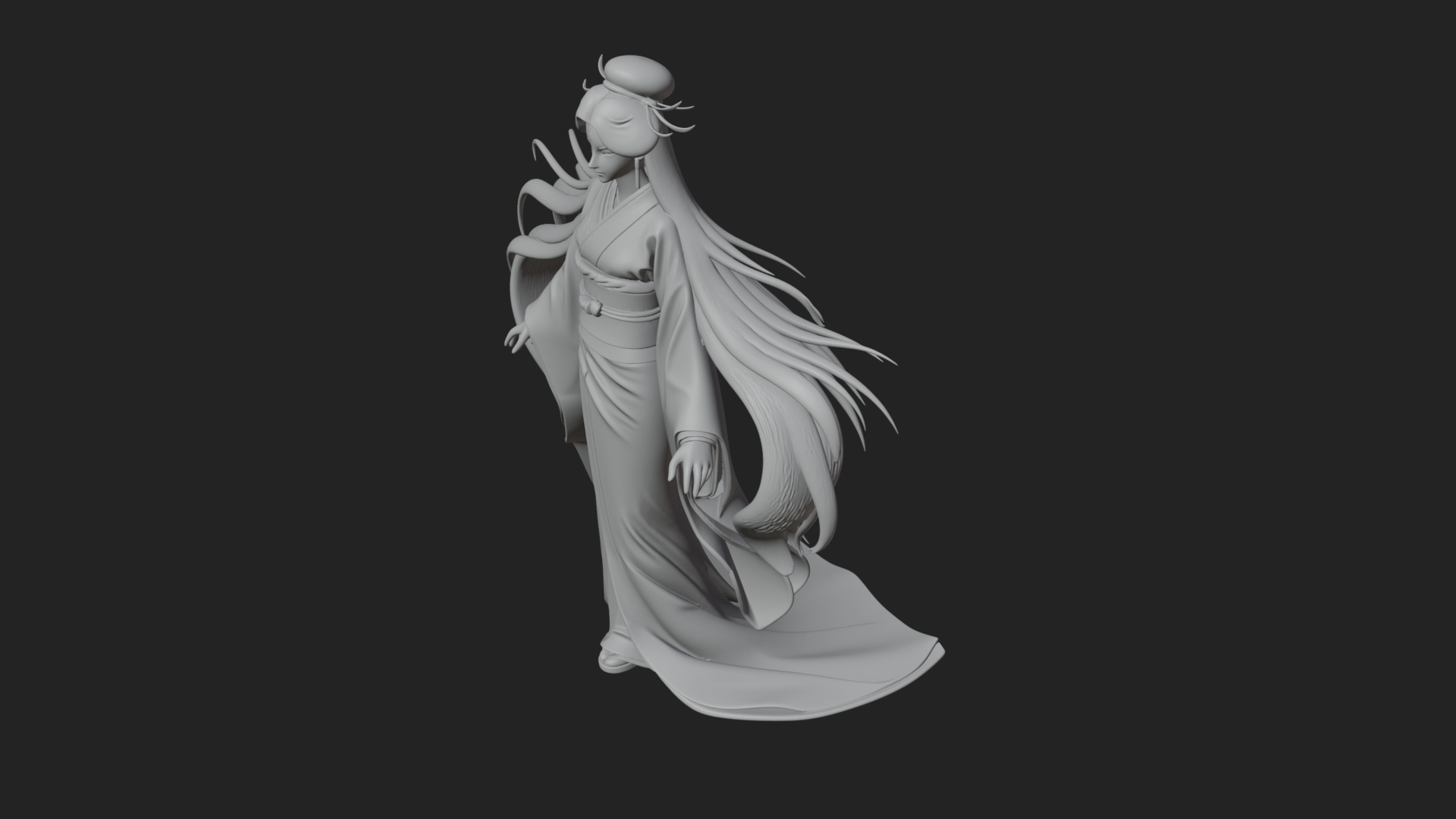 Crescent Crown Priestess Statue Design 4 3D Print Model 3D Model