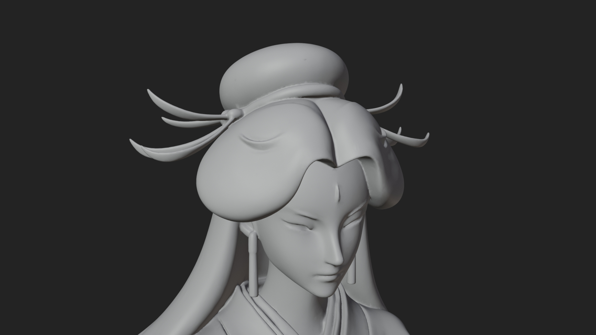 Crescent Crown Priestess Statue Design 4 3D Print Model 3D Model
